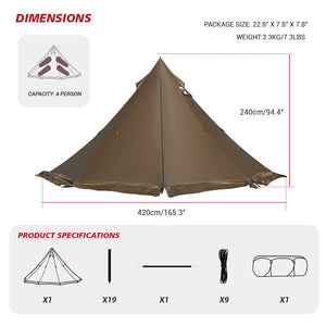HillZero Rheum Nobile 4-6 Person Hot Tent with Stove Jack Chimney Tent - Hill Zero