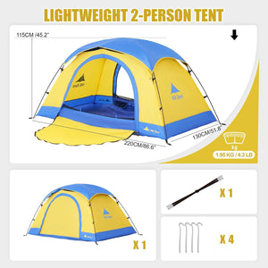 HillZero Tulip 2P 2026 | Easy-Setup 2-Person Tent for Camping, Travel & Festivals - Hill Zero