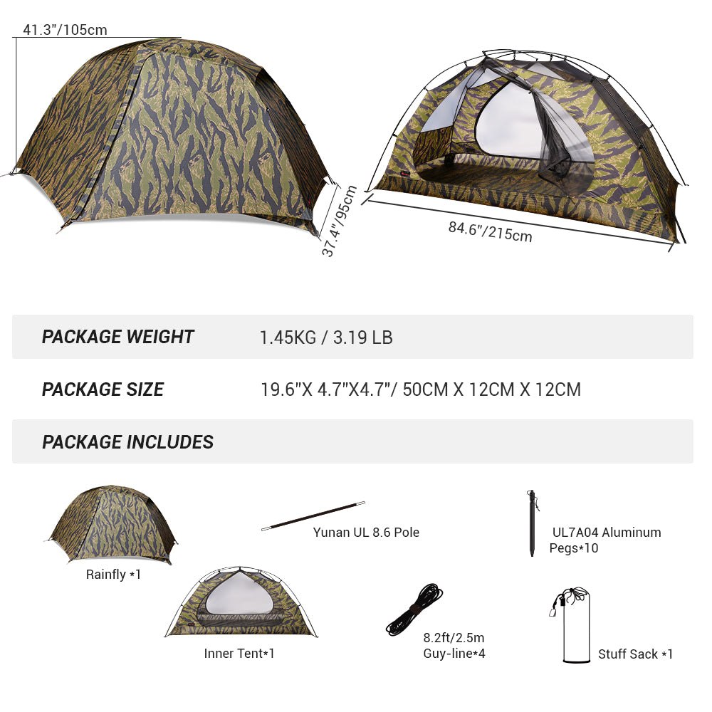 Hill Zero Scout 1.5 P UL Backpacking Tent 3 Season CAMO - Hill Zero