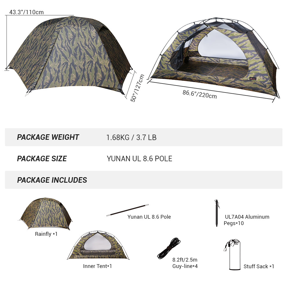 Hill Zero Scout 2P UL Backpacking Tent 3 Season CAMO