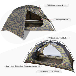 HillZero Scout 2P UL Backpacking Tent 3 Season CAMO - Hill Zero