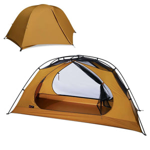 HillZero Scout 1 P ultralight waterproof backpacking tent with raindrop double doors and aluminum poles