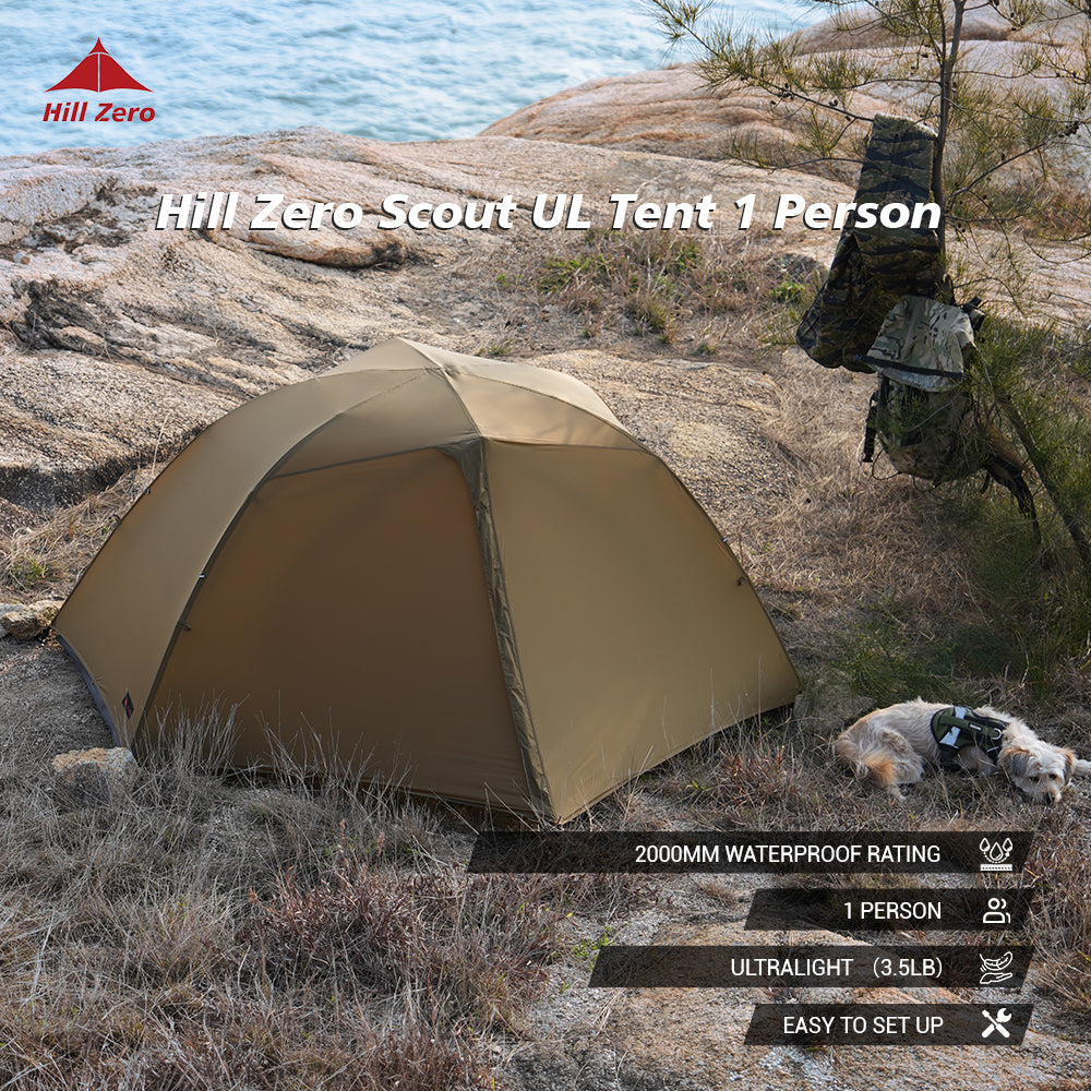 HillZero Scout 1 P Backpacking Tent – Ultralight 3-Season Solo