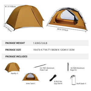 Hill Zero Scout 1P ultralight waterproof backpacking tent with raindrop double doors and aluminum poles for 3-season use
