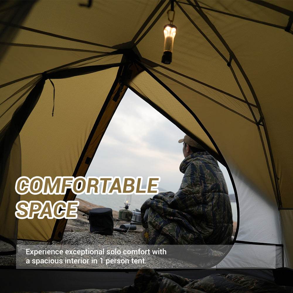 Hill Zero Scout 1P ultralight waterproof backpacking tent with dual raindrop doors and aluminum poles
